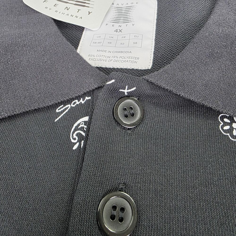 Savage X Fenty Shirt Womens 4X Black Bandana Paisley Long Sleeve Polo Top - Picture 10 of 16